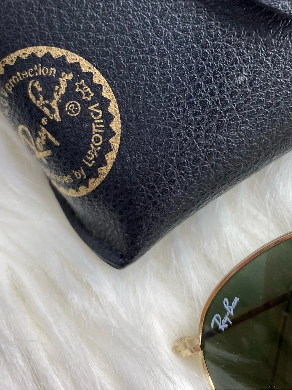 Ray-Ban Gold Frame Sunglasses with Dark Green Lenses